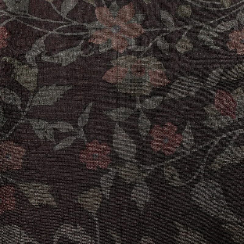 小紋 良品 紬地 正絹 木の葉・植物柄 袷仕立て 身丈161.5cm 裄丈66cm 着物 小豆・エンジ_画像6