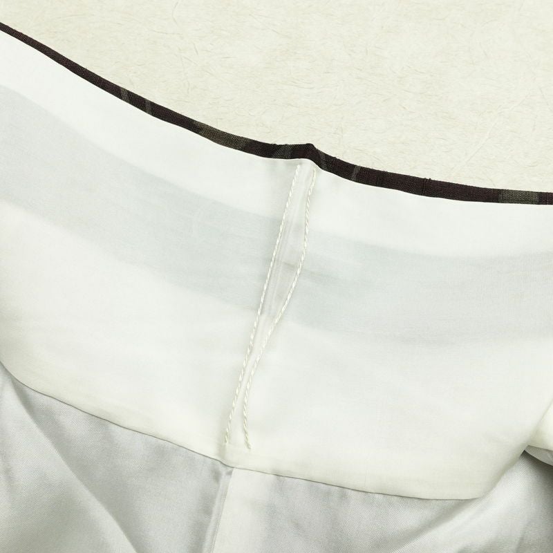 小紋 良品 紬地 正絹 木の葉・植物柄 袷仕立て 身丈161.5cm 裄丈66cm 着物 小豆・エンジ_画像19