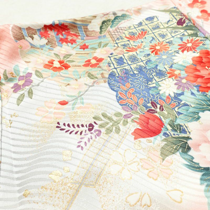 振袖 良品 正絹 花柄 袷仕立て 身丈155.5cm 裄丈65cm 箔 金彩 フォーマル 着物 ピンク_画像16