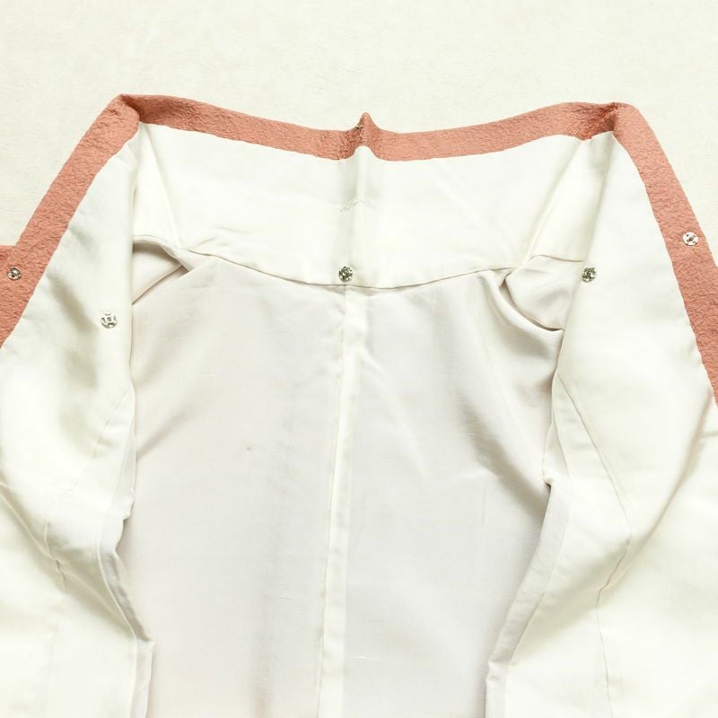 色無地 一つ紋付き 正絹 無地 袷仕立て 身丈150.5cm 裄丈63cm フォーマル 着物 ピンク_画像18