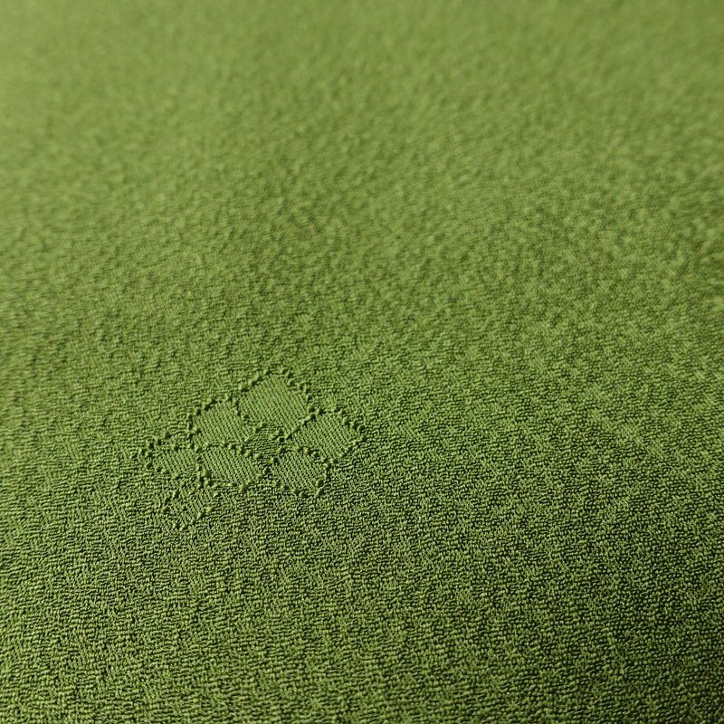 色無地 良品 草木染 一つ紋付き 正絹 花柄 袷仕立て 身丈171.5cm 裄丈71cm フォーマル 金彩 着物 緑・うぐいす色_画像7