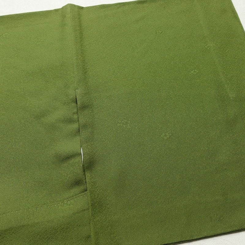 色無地 良品 草木染 一つ紋付き 正絹 花柄 袷仕立て 身丈171.5cm 裄丈71cm フォーマル 金彩 着物 緑・うぐいす色_画像14