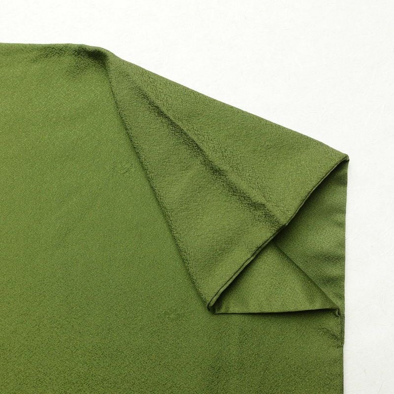 色無地 良品 草木染 一つ紋付き 正絹 花柄 袷仕立て 身丈171.5cm 裄丈71cm フォーマル 金彩 着物 緑・うぐいす色_画像15