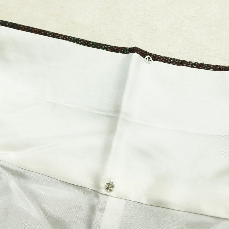 紬 美品 しつけ糸付き 正絹 木の葉・植物柄 袷仕立て 身丈158cm 裄丈66cm 着物 緑・うぐいす色_画像19