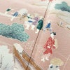 訪問着 良品 縮緬 正絹 風景柄 袷仕立て 身丈165cm 裄丈67.5cm 箔 一部しつけ糸付き フォーマル 着物 くすみピンク ピンク_画像7