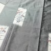 付け下げ 良品 紬地 正絹 木の葉・植物柄 袷仕立て 身丈157.5cm 裄丈64cm 着物 グレー_画像5