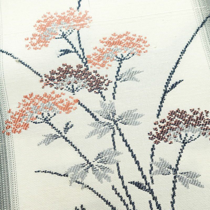 付け下げ 良品 紬地 正絹 木の葉・植物柄 袷仕立て 身丈157.5cm 裄丈64cm 着物 グレー_画像13