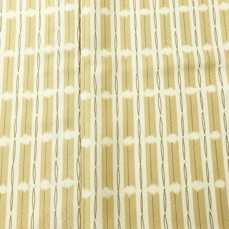 単衣 小紋 良品 ポリエステル 縞柄・線柄 単衣仕立て 身丈163.5cm 裄丈67cm 着物 ベージュ_画像6