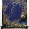 振袖 良品 縮緬 正絹 花柄 袷仕立て 身丈171cm 裄丈73cm フォーマル 蝶 着物 青・紺_画像1