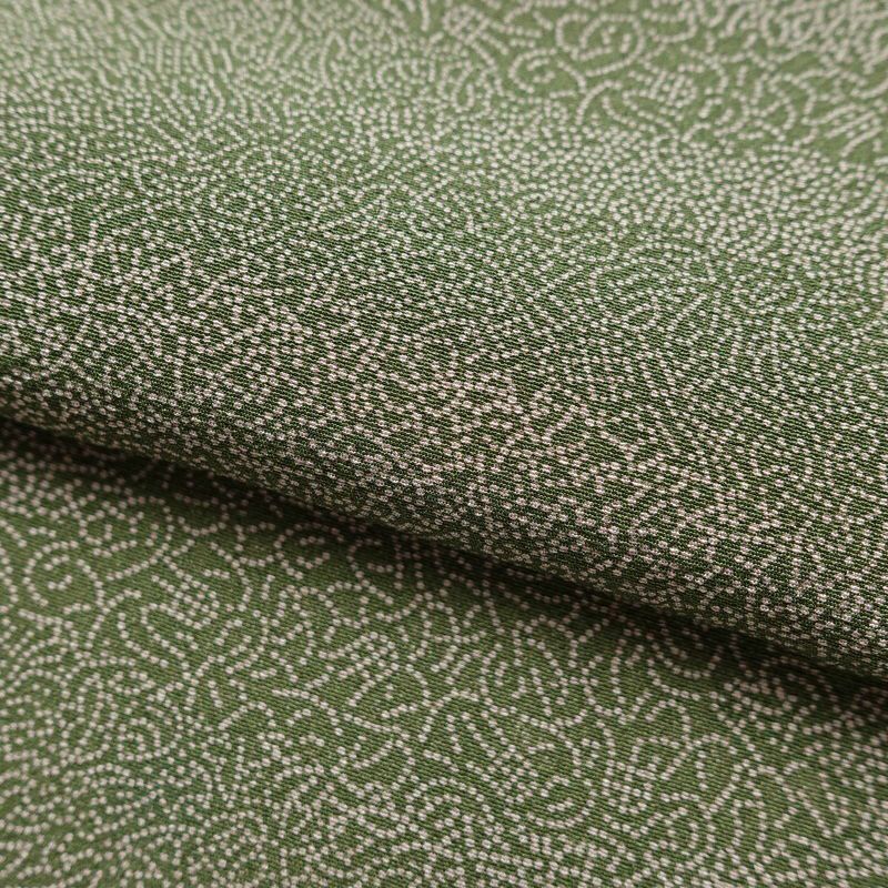 小紋 良品 縮緬 一つ紋付き 江戸小紋 正絹 古典柄 袷仕立て 身丈160.5cm 裄丈69.5cm 共八掛 着物 緑・うぐいす色_画像20