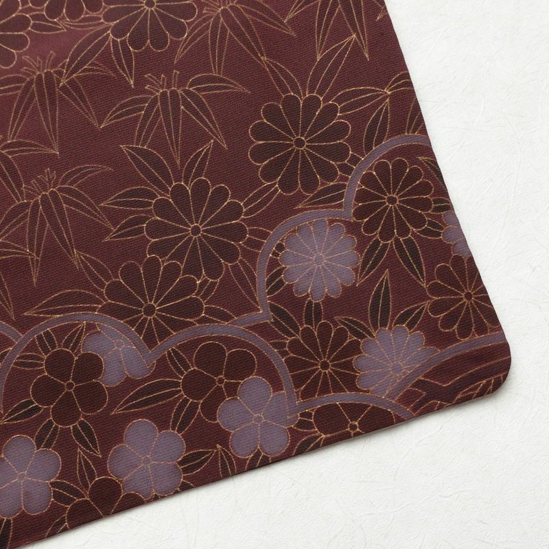 訪問着 良品 一つ紋付き 正絹 花柄 袷仕立て 身丈165cm 裄丈65cm 金彩 フォーマル 着物 小豆・エンジ_画像17