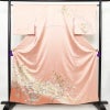 訪問着 良品 綸子 正絹 古典柄 袷仕立て 身丈158cm 裄丈65cm 箔 フォーマル 着物 ピンク_画像1