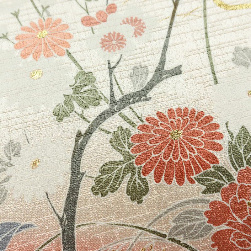 訪問着 良品 綸子 正絹 古典柄 袷仕立て 身丈158cm 裄丈65cm 箔 フォーマル 着物 ピンク_画像9