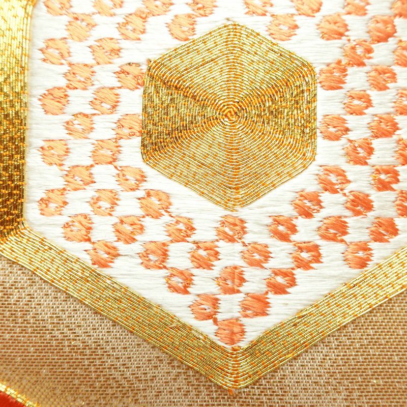 名古屋帯 太鼓柄 良品 金駒刺繍 正絹 古典柄 名古屋仕立て 箔 刺繍 金糸 帯 金・銀_画像5