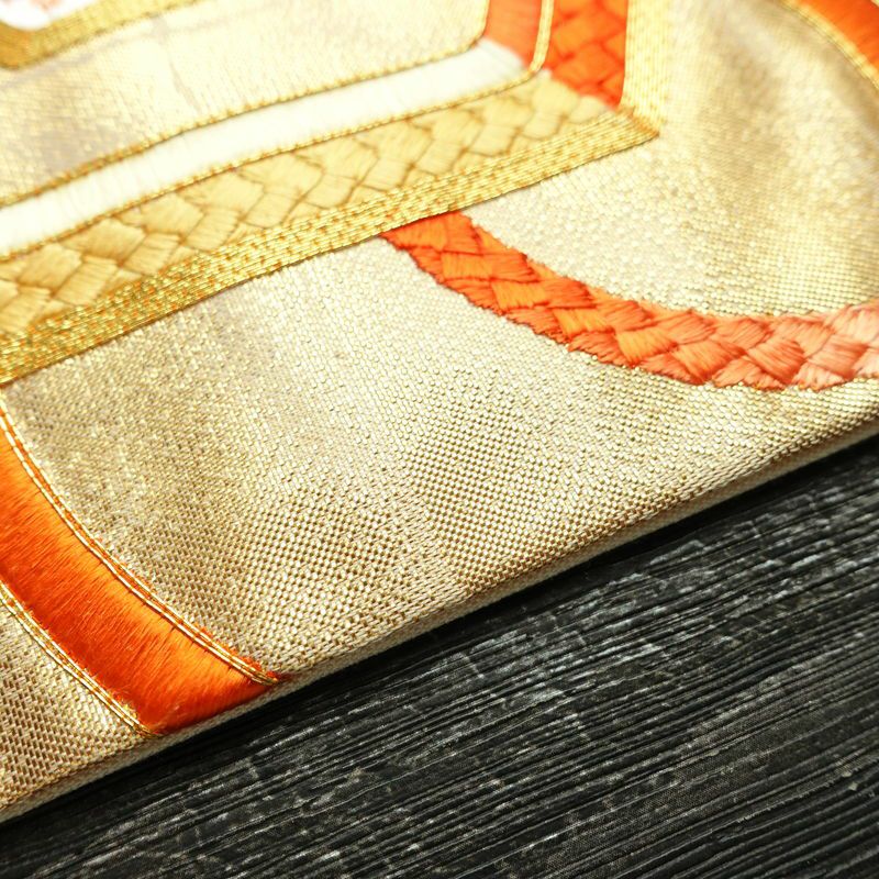 名古屋帯 太鼓柄 良品 金駒刺繍 正絹 古典柄 名古屋仕立て 箔 刺繍 金糸 帯 金・銀_画像13