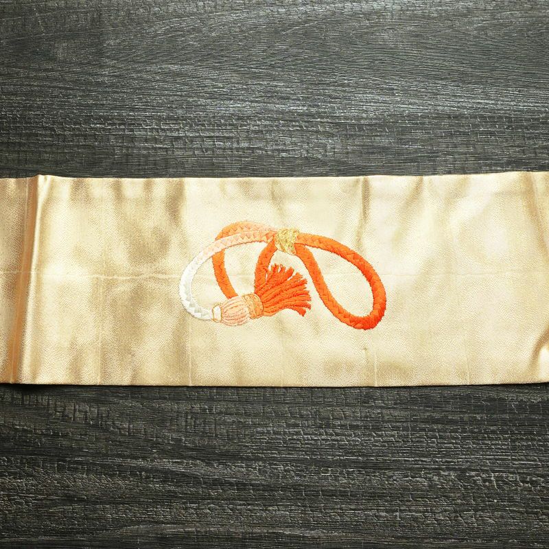 名古屋帯 太鼓柄 良品 金駒刺繍 正絹 古典柄 名古屋仕立て 箔 刺繍 金糸 帯 金・銀_画像15