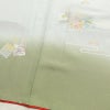 付け下げ 良品 落款入り 金駒刺繍 縮緬 正絹 古典柄 袷仕立て 身丈163cm 裄丈66cm 箔 一部しつけ糸付き フォーマル 着物 緑・うぐいす色_画像14