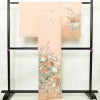 訪問着 良品 縮緬 正絹 花柄 袷仕立て 身丈162.5cm 裄丈66.5cm 金彩 フォーマル 着物 ピンク_画像2