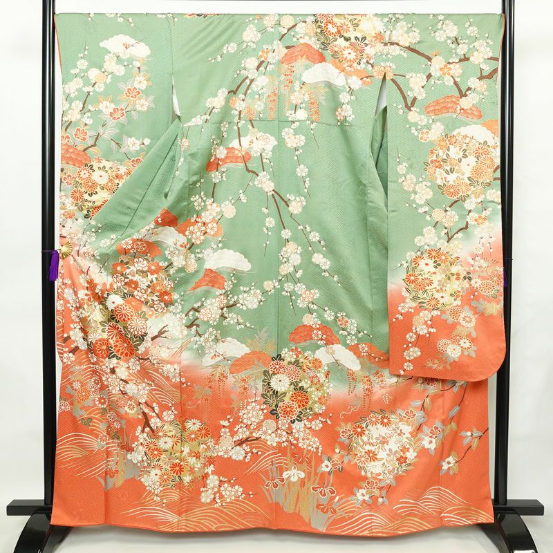 振袖 良品 金駒刺繍 正絹 古典柄 袷仕立て 身丈166.5cm 裄丈66.5cm