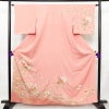 訪問着 美品 しつけ糸付き 正絹 古典柄 袷仕立て 身丈161cm 裄丈63cm 箔 金彩 菊 フォーマル 着物 ピンク_画像1