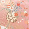 訪問着 美品 しつけ糸付き 正絹 古典柄 袷仕立て 身丈161cm 裄丈63cm 箔 金彩 菊 フォーマル 着物 ピンク_画像9