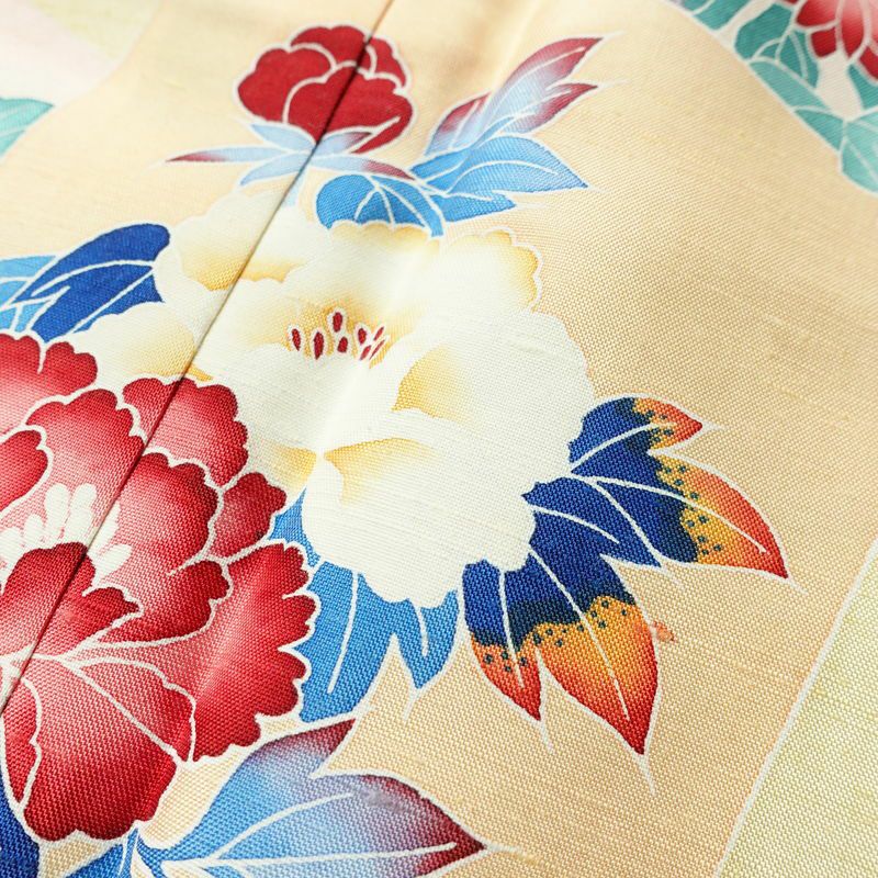 付け下げ 良品 紬地 正絹 花柄 袷仕立て 身丈167cm 裄丈66.5cm 着物 クリーム_画像7