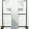 訪問着 落款入り 綸子 正絹 花柄 袷仕立て 身丈165cm 裄丈66cm 箔 共八掛 梅 金彩 フォーマル 着物 グレー_画像2