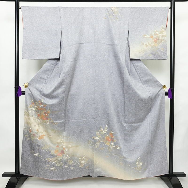 訪問着 正絹 古典柄 袷仕立て 身丈159cm 裄丈66.5cm 金彩 フォーマル 着物 紫・藤色_画像1