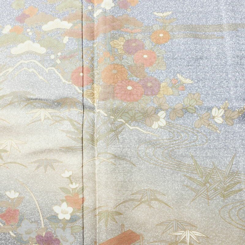 訪問着 正絹 古典柄 袷仕立て 身丈159cm 裄丈66.5cm 金彩 フォーマル 着物 紫・藤色_画像6