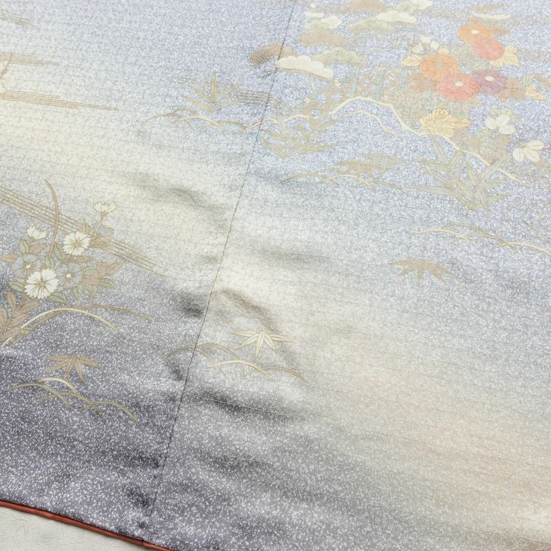 訪問着 正絹 古典柄 袷仕立て 身丈159cm 裄丈66.5cm 金彩 フォーマル 着物 紫・藤色_画像11