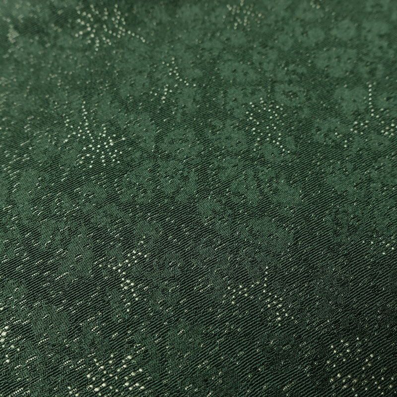 色無地 落款入り 一つ紋付き 正絹 木の葉・植物柄 袷仕立て 身丈159.5cm 裄丈64cm 着物 緑・うぐいす色_画像7