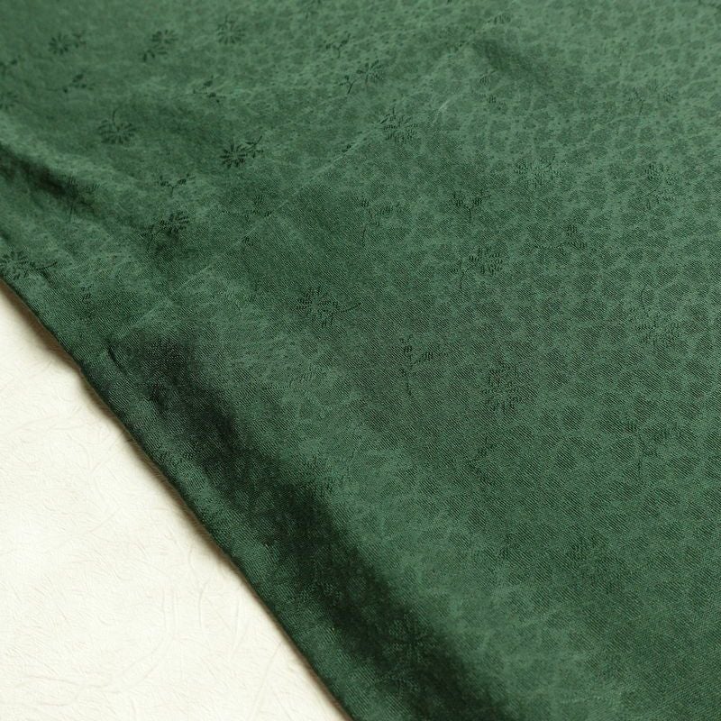 色無地 落款入り 一つ紋付き 正絹 木の葉・植物柄 袷仕立て 身丈159.5cm 裄丈64cm 着物 緑・うぐいす色_画像21