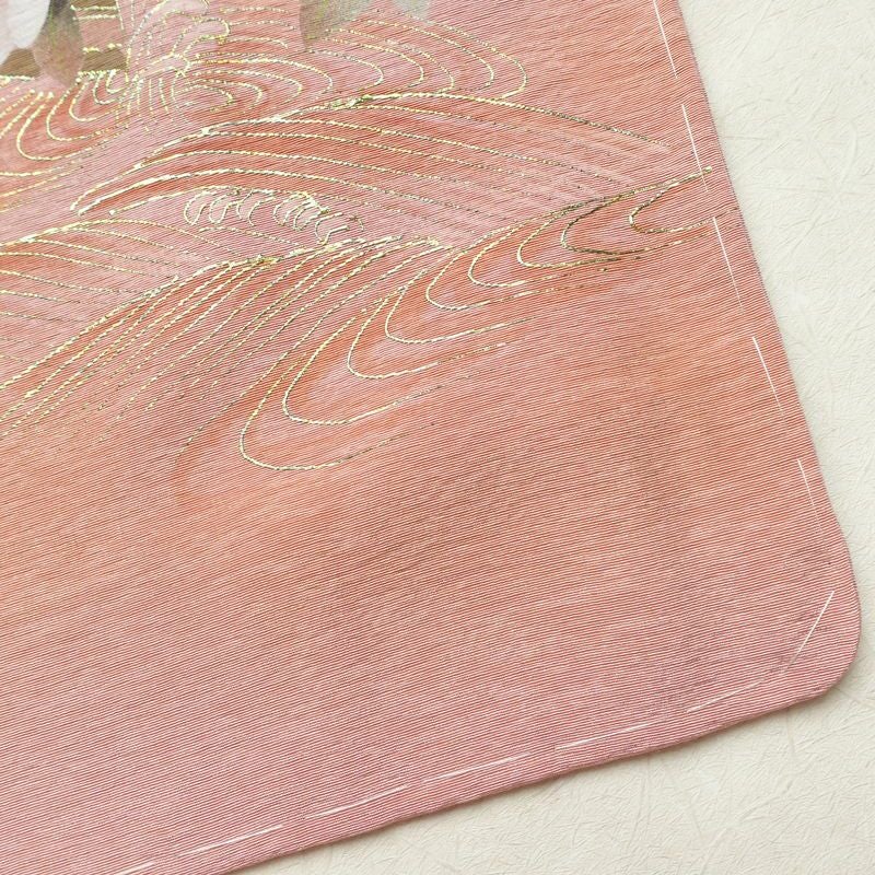 付け下げ しつけ糸付き 正絹 花柄 袷仕立て 身丈157.5cm 裄丈67cm 箔 フォーマル 着物 ピンク_画像17