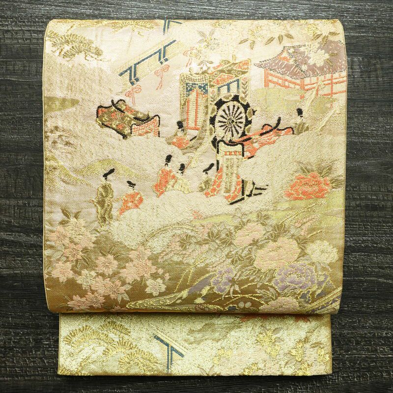 袋帯 六通柄 フォーマル用 正絹 古典柄 箔 金糸 帯 金・銀_画像1