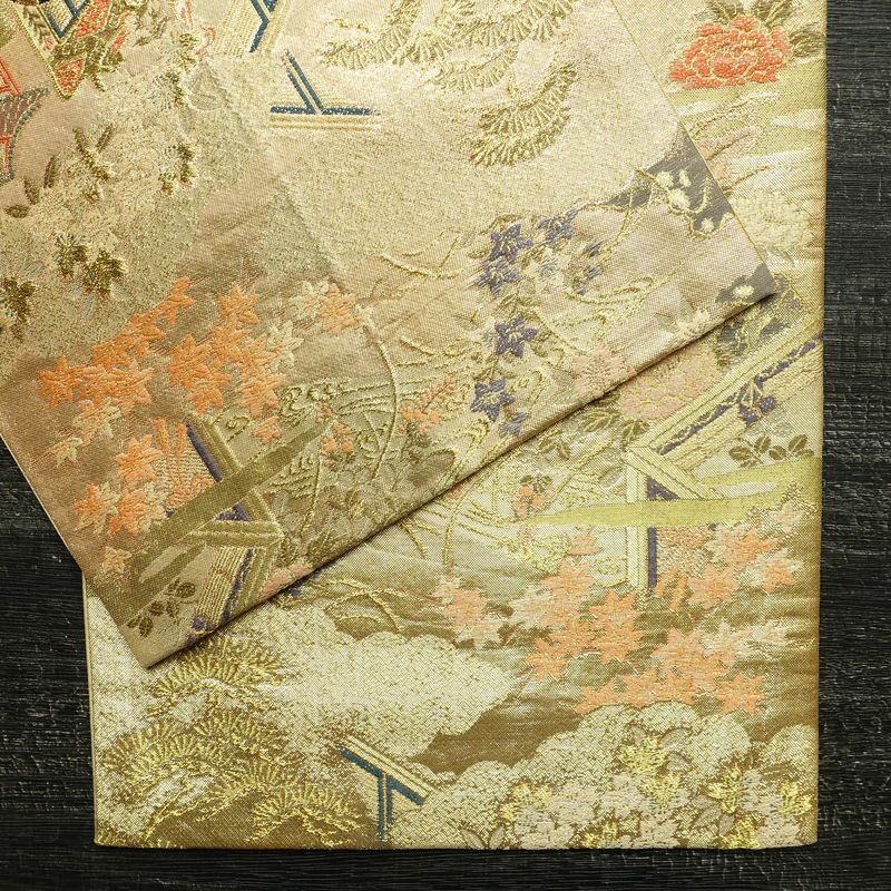 袋帯 六通柄 フォーマル用 正絹 古典柄 箔 金糸 帯 金・銀_画像15