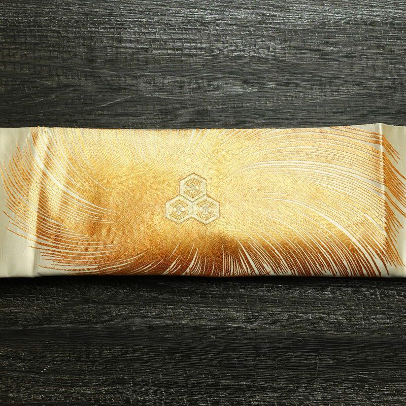 袋帯 太鼓柄 金駒刺繍 フォーマル用 正絹 幾何学柄・抽象柄 刺繍 帯 ベージュ_画像16