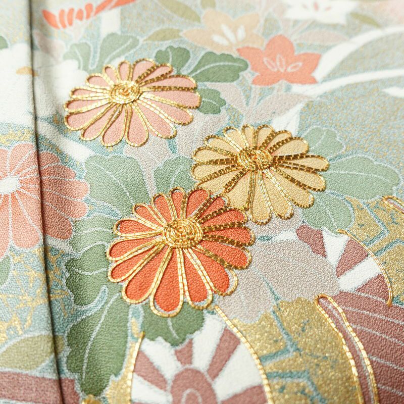 訪問着 金駒刺繍 正絹 古典柄 袷仕立て 身丈164cm 裄丈68cm 箔 金彩 フォーマル 着物 ピンク_画像7