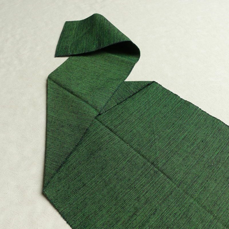 名古屋帯 紬地 六通柄 正絹 風景柄 松葉仕立て 帯 緑・うぐいす色_画像16