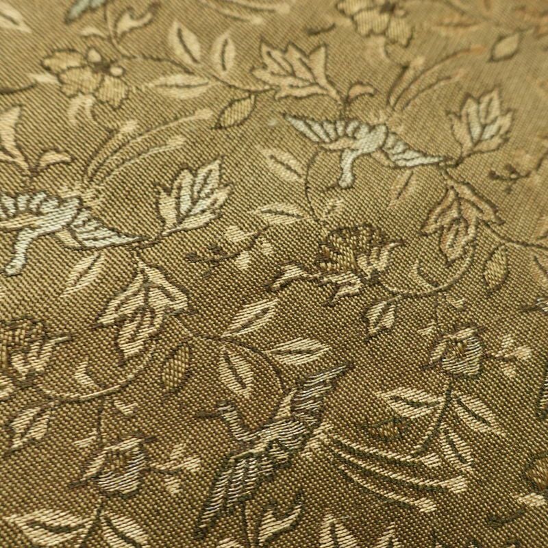 名古屋帯 全通柄 正絹 人物・動物柄 名古屋仕立て 帯 黄・黄土色_画像5