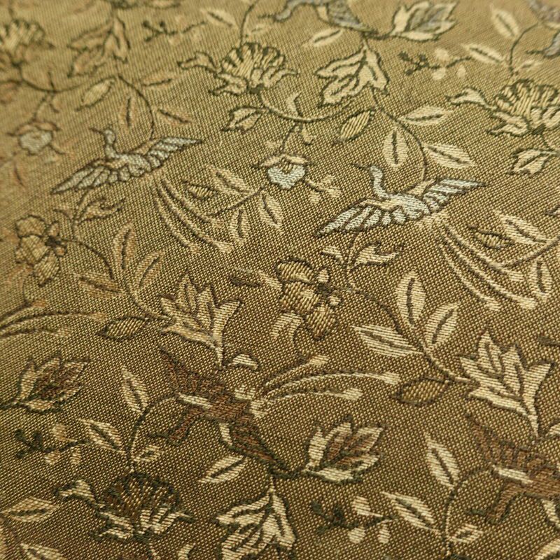 名古屋帯 全通柄 正絹 人物・動物柄 名古屋仕立て 帯 黄・黄土色_画像6