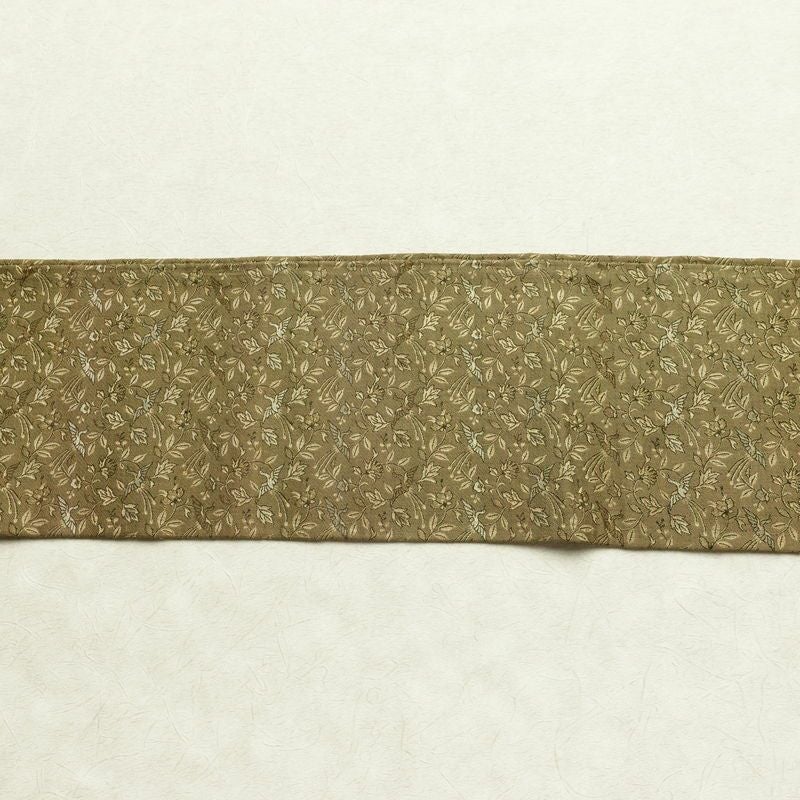 名古屋帯 全通柄 正絹 人物・動物柄 名古屋仕立て 帯 黄・黄土色_画像13