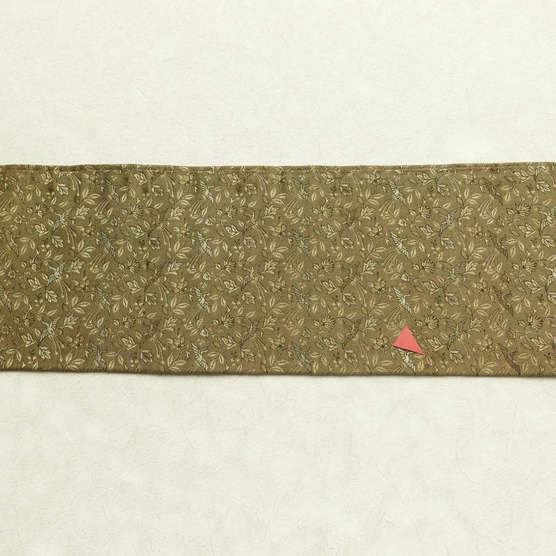 名古屋帯 全通柄 正絹 人物・動物柄 名古屋仕立て 帯 黄・黄土色_画像14