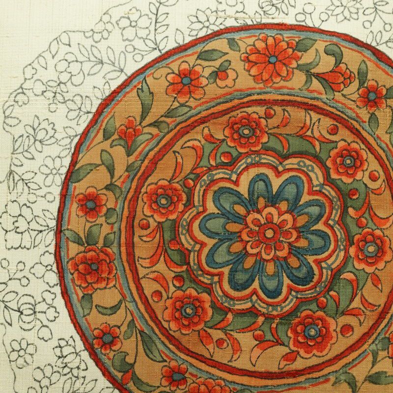 名古屋帯 太鼓柄 落款入り 正絹 幾何学柄・抽象柄 名古屋仕立て 帯 クリーム_画像2