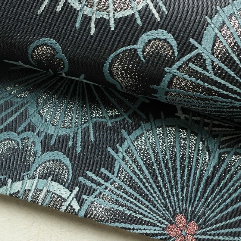 袋帯 六通柄 良品 フォーマル用 正絹 花柄 箔 帯 青・紺_画像7