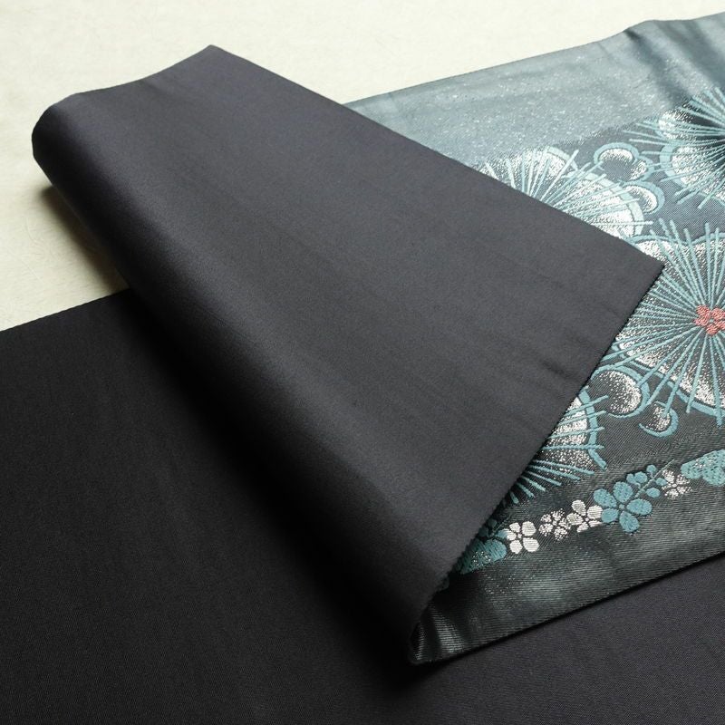 袋帯 六通柄 良品 フォーマル用 正絹 花柄 箔 帯 青・紺_画像9
