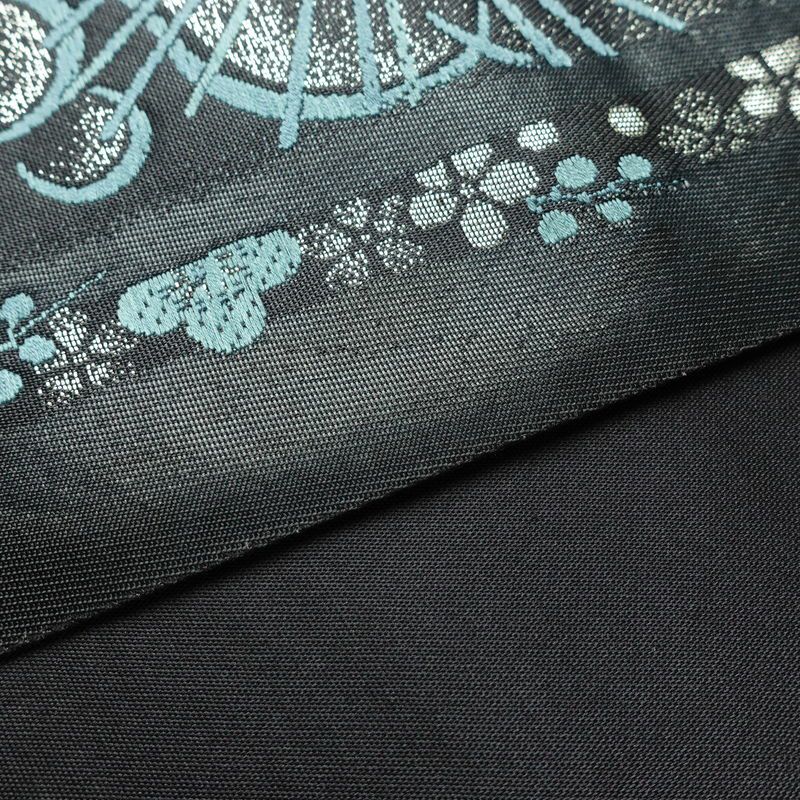 袋帯 六通柄 良品 フォーマル用 正絹 花柄 箔 帯 青・紺_画像12