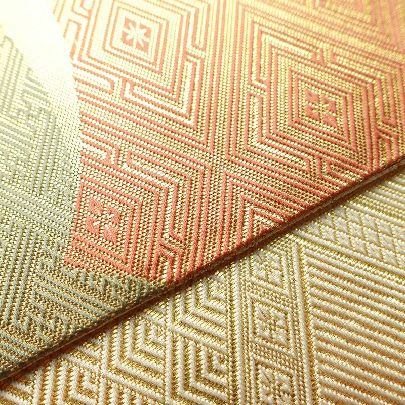 袋帯 六通柄 フォーマル用 正絹 古典柄 箔 扇面 帯 金・銀_画像12