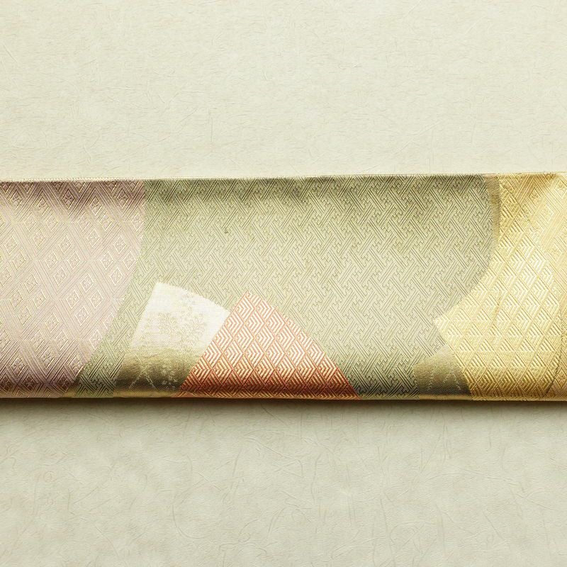 袋帯 六通柄 フォーマル用 正絹 古典柄 箔 扇面 帯 金・銀_画像14