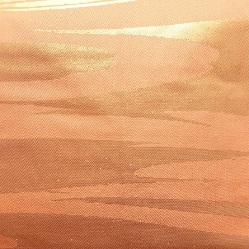 名古屋帯 六通柄 良品 正絹 流水・波柄 名古屋仕立て 箔 帯 橙_画像2