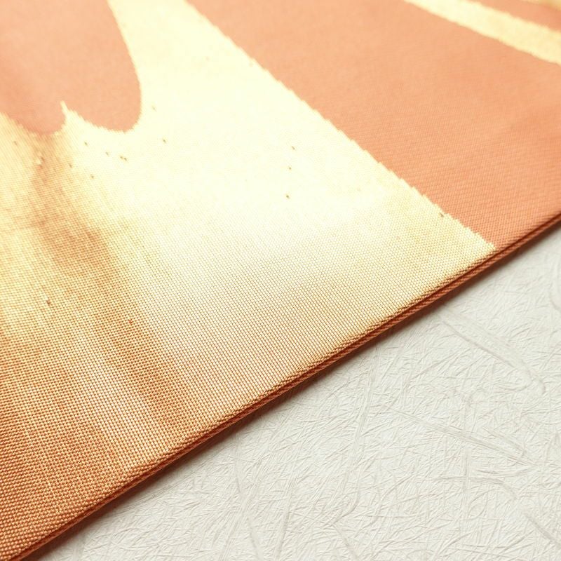 名古屋帯 六通柄 良品 正絹 流水・波柄 名古屋仕立て 箔 帯 橙_画像13